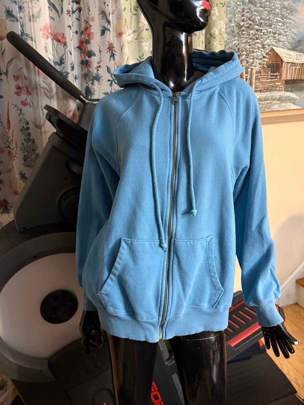 American Eagle Outfitters Light Blue Full-Zip Hoodie